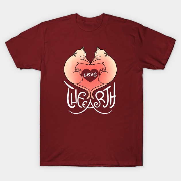 Love the Earth - Cat Heart V.4 T-Shirt by ClaudiaRinaldi